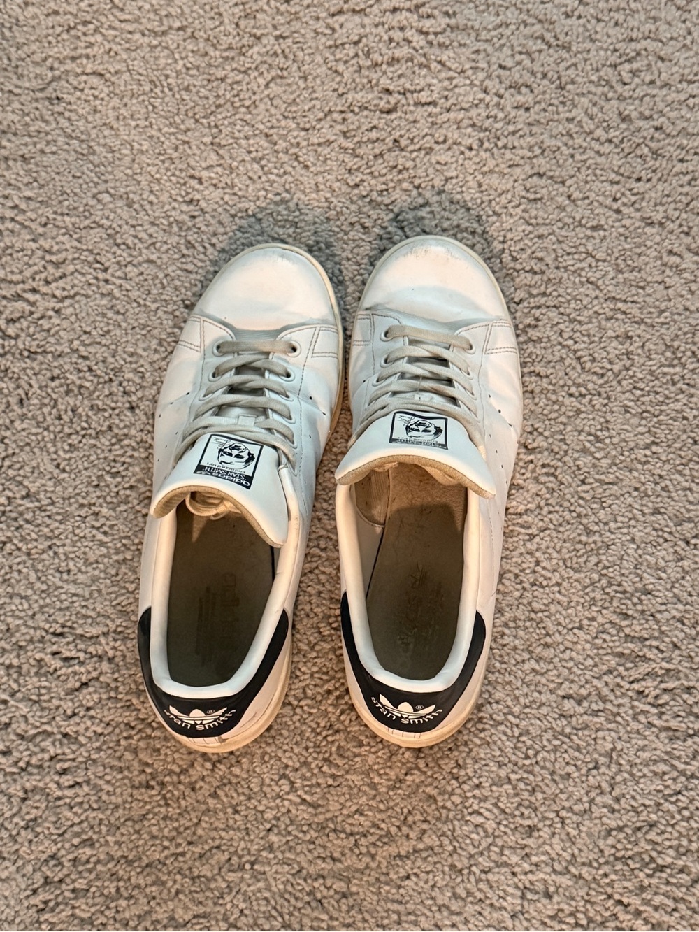 adidas White Sneakers with Black Heel Tab